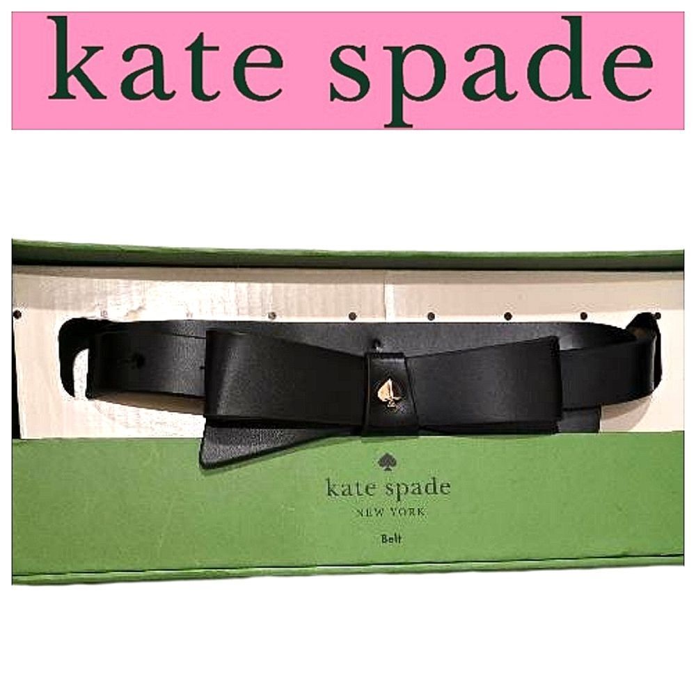 Kate Spade New York Boxed Leather Box Belt- Black